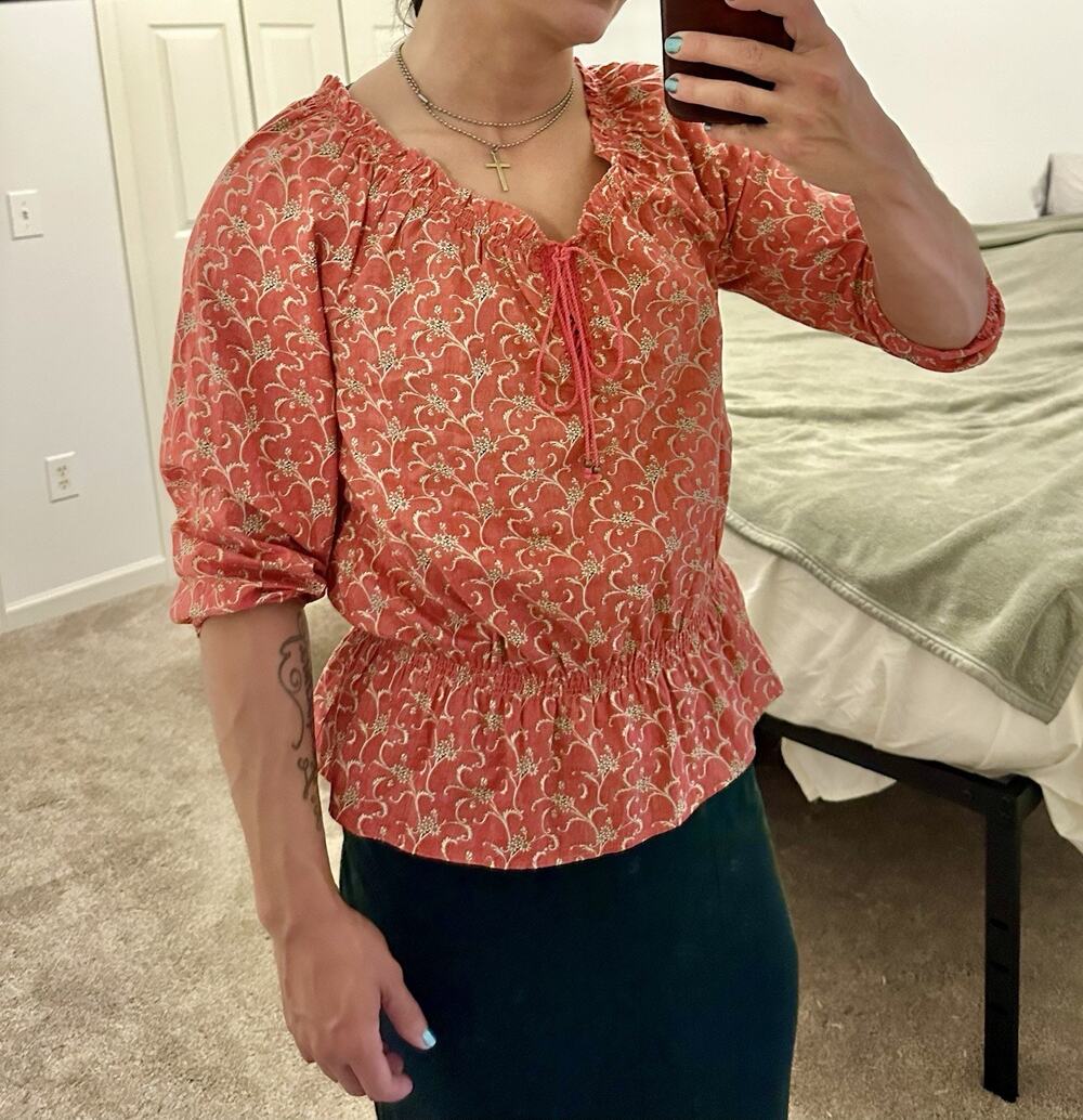 LRL Lauren Jeans Co. Ralph Women's S Petite Shirt Top Peasant Cottage Core Tunic